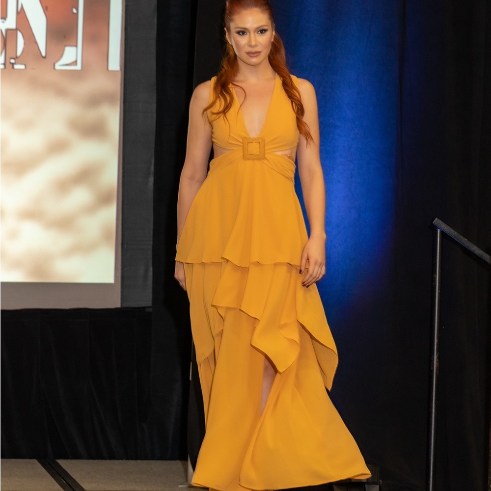 Elegant Mustard Yellow Layered Dress